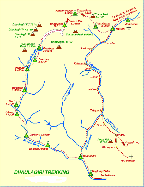 dhaulagiri base camp trek map